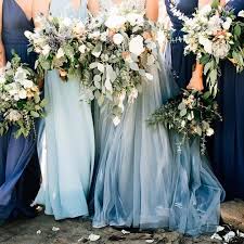 Beautiful Shades Of Blue Mix And Matched Bridesmaid Dresses Bridesmaid Bridesmaid Bouquet Wedding Colors Blue