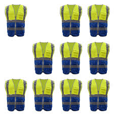Over 38,500 products in stock. Gogo 9 Pockets High Visibility Zipper Front Safety Vest With Reflective Strips 10 Pack Yellow Blue M Walmart Com Walmart Com