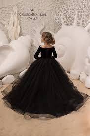 Black Velvet Lace Tulle Long Sleeves Formal Flower Girl Dress Etsy Black Flower Girl Dress Unique Girls Dresses Flower Girl Dresses
