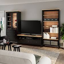 Hemnes Tv Mobel Kombination Schwarzbraun Hellbraun Klarglas Ikea Deutschland Mobilier De Salon Hemnes Meuble Rangement Ikea