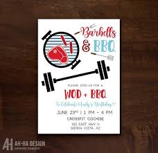 Barbells And Bbq Fitness Themed Printable Invitation Crossfit Gym Party Digital Download 5 X 7 Invite Illustrated Gym Themed Bbq Invite Printable Invitations Invitations Bbq