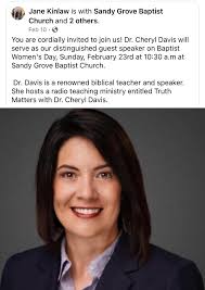 Baptist Women's Day 2025 Message by Dr. Cheryl Davis. Thank you to all our  Women of the Church.