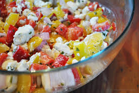 Paprika Salat Mit Einer Extraportion Schafskase Senf Dressing Rezepte Paprika Salat Kochrezepte