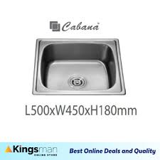 22 inches long by 33 to 48 inches wide; Kingsman Cabana Top Mount Single Bowl Stainless Steel Kitchen Sink Dapur Sinki Ready Stock Cks5045 Shopee Malaysia