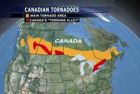 Tornado prone areas in canada as published to the national building code, 2011, based on research from environment canada. Canada Tornado Alley Map Canada Map