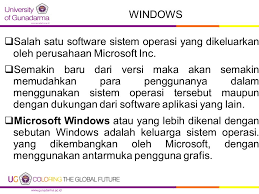 Windows 2000 (atau windows nt 5.0 build 2159) adalah sebuah versi sistem operasi windows yang merupakan versi pengembangan dari windows nt versi 4.0, dikeluarkan oleh microsoft tanggal 17 februari 2000 di amerika serikat, setelah beberapa kali mengalami penundaan peluncurannya. Pengantar Aplikasi Komputer 1b Psikologi Ppt Download