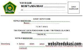 Contoh surat keputusan tentang pengangkatan pengurus taman pendidikan al quran tpq tpa dengan susunan pengurus mengacu kepada buku standar nasional pelaksanaan tpq. Sk Operator Madrasah Tahun 2020 2021 Websiteedukasi Com