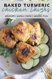 Crispy Turmeric Chicken Thighs Tumeric Chicken Recipes Chicken Recipes Tumeric Recipes