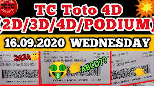 Tc Toto 4d Draw 16 09 2020 Rabu Youtube