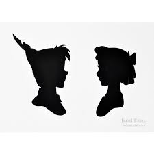 Peter Pan And Wendy Darling Disney Silhouettes Liked On Polyvore Featuring Disney Pics Art Backgrounds And Filler Disney Silhouettes Peter Pan Disney Love