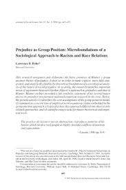 Pdf Prejudice As Group Position Microfoundations Of A Sociological Approach To Racism And Race Relations