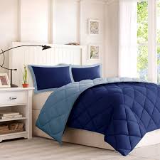 3pc Full Queen Windsor Reversible Down Alternative Comforter Set With 3m Stain Resistance Finishing Navy Light Blue Target