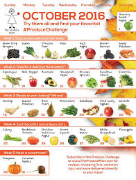 Health Wellness Produce Challenge Calendar October 2016 Produce Challenge Calendar Fruits V Fruit And Vegetable Diet Fruit Nutrition Food Nutrition Facts