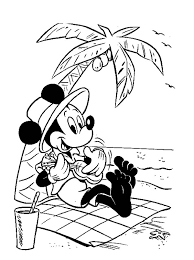 Mickey Mouse Playing Guitar At The Beach Coloring Page Color Luna Mickey Mouse Coloring Pages Summer Coloring Pages Mickey Coloring Pages