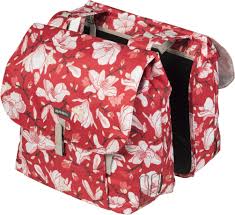 Basil Magnolia Dubbele Fietstas 35 Liter Rood Fietstassen Magnolia Regenkleding Damesfiets
