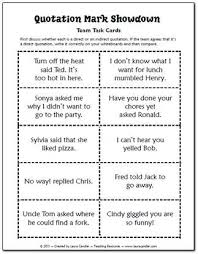 Quotation Mark Showdown Task Cards Free Teaching Writing Classroom Writing Teaching Language Arts