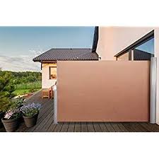 Cclife Aluminium Seitenmarkise Ausziehbar Wand Amp Bodenhalterung Sichtschutz Windschutz 240g M Uv Schutz Farbe Braun Grosse Windschutz Markise Sonnenschutz