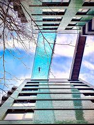 It is suspended 115ft above the ground and forms a bridge between two tall apartment buildings. Suspended 115 Feet In The Air The World S First Floating Pool Is Unveiled In London Architectural Digest