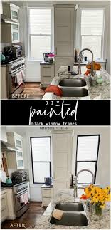 Diy Black Painted Window Frames In 2020 Painted Window Frames Black Window Frames Window Frames