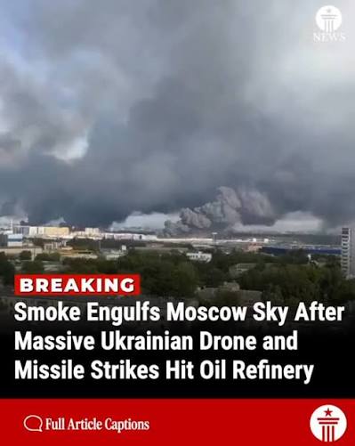 Images circulating on Russian social media show smoke and flames at a logistics centre in western Russia after a Ukrainian drone attack that killed seven people and wounded 24, the regional governor