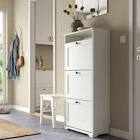 Shoe cabinet with 3 compartment, white, 24x51 1/8 