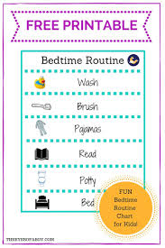 free printable bedtime routine chart for little kids and