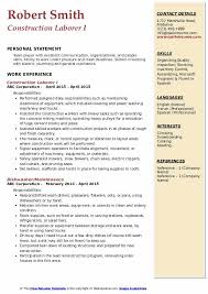 construction laborer resume samples
