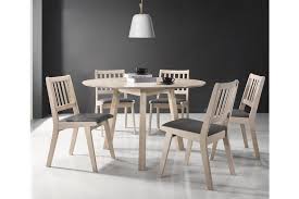 8 best extendable dining tables: 7 Pieces Round Dining Set Table Chairs Solid Rubberwood In White Washed Matt Blatt