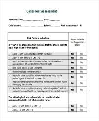 Free 7 Sample Caries Risk Assessment Forms In Pdf Word