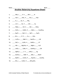 _____ 8th balancing equations worksheet i balance the following chemical equations 1. 49 Balancing Chemical Equations Worksheets With Answers