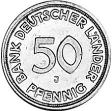 Durch enge terminliche überschneidungen entsprechender verordnungen wurden anfang 1950 irrtümlich noch 30.000 stück 50 pfennig mit der alten umschrift. Germany Federal Republic 50 Pfennig Km 104 Prices Values Ngc