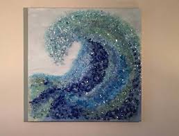 Broken Glass In Resin Creating Waves Sea Glass Art Glass Window Art Sea Glass Window Art