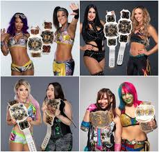 Alexa Bliss Nikki Cross Boss N Hug Connection Sasha Banks Bayley Kabuki Warriors Asuka Kairi Sane Iiconics In 2020 Peyton Royce Wwe Champions Sasha Bank