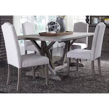 View cart and submit this coupon code : Liberty Furniture Carolina Lakes 5 Piece Trestle Table Set With Tan Parson S Chairs Wayside Furniture Dining 5 Piece Sets