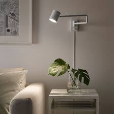 Nymane Wall Lamp With Swing Arm Led Bulb White Ikea In 2020 Wall Lamp Wall Lamps Living Room Wall Lights Living Room