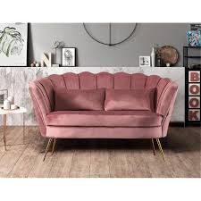 Best lingerie & cosmetics online store in dubai, uae. Pink Plush Velvet Scalloped Shell Lotus 2 Seater Sofa Living And Home