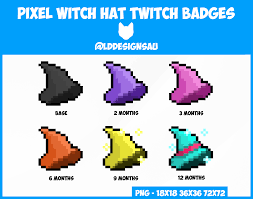 Twitch Sub Badges Bit Badges Pixel Witch Hat Twitch Badge Twitch Bits