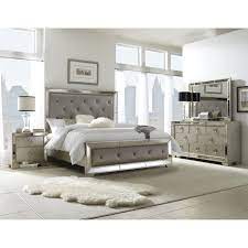 Upholstered king size bedroom sets. Celine 5 Piece Mirrored And Upholstered Tufted King Size Bedroom Set Overstock 8409731