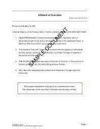 Notary acknowledgment canadian notary block example : Affidavit Of Execution Canada Legal Templates Agreements Contracts And Forms