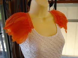 Black Bird With Orange Shoulders Orange Feather Epaulettes Shoulder Feathers Feather Shoulder Accessories Feathered Shoulder Wings Feather Feathered Accessories Unique