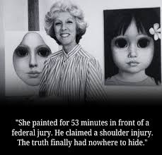 Walter Keane (1915-2000) and his then-wife Margaret (b. 1927). Famous for  paintings of big eyed waifs with their sad stares. The couple married in  1955. Almost immediately he started selling her work,