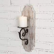 Buy products such as decmode indoor 7w, 19h rustic iron wall sconce brown, set of 1 at walmart and save. White Wood Pillar Candle Sconce In 2021 Wall Candle Holders Wall Candles Candle Sconces