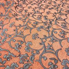 Commercial use is not allowed. Chenille Floral Polyester Curtain Upholstery Fabric Burnt Orange