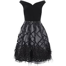 Coast Guinevere Sequin Feather Dress 105 Liked On Polyvore Featuring Dresses Black Clear Velvet Cocktail Dress Feather Cocktail Dress Velvet Dress Short
