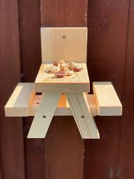 Squirrel Feeder Mini Picnic Table Squirrel Table Hand Made Etsy In 2020 Squirrel Feeder Picnic Table Reclaimed Pallet Wood