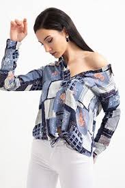 Rkt 9998 Baglamali Desenli Sifon Gomlek Kadin Giyim Ust Giyim Kadin