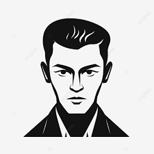 Gambar Logo Muka Lelaki Dengan Mata Bergaya Dan Kolar Vektor, Ikon Hitam  Sederhana Kacak Dengan Latar Belakang Putih, Tiada Bayang, Kecil Berpusat  Dalam Bingkai PNG dan Vektor untuk Muat turun Percuma