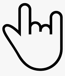 The hand symbol is shown below. Rock N Roll Gesture Outlined Hand Symbol Rock Hand Sign Transparent Hd Png Download Transparent Png Image Pngitem