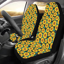 Black And Yellow Car Seats Sunflower Car Seat Cover Floral Yellow Flowers 2 Pc Black Front Seat Covers Car Seat Protector Accessory In 2020 Car Seat Protector Car Seats Carseat Cover