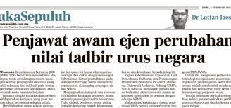 Jan 20, 2021 · ini dibuktikan data suruhanjaya pencegahan rasuah malaysia (sprm) menunjukkan 525 kes rasuah kalangan penjawat awam direkodkan pada 2019, diikuti 467 kes bagi pada 2020. Keratan Akhbar Penjawat Awam Ejen Perubahan Nilai Tadbir Urus Negara Berita Uthm